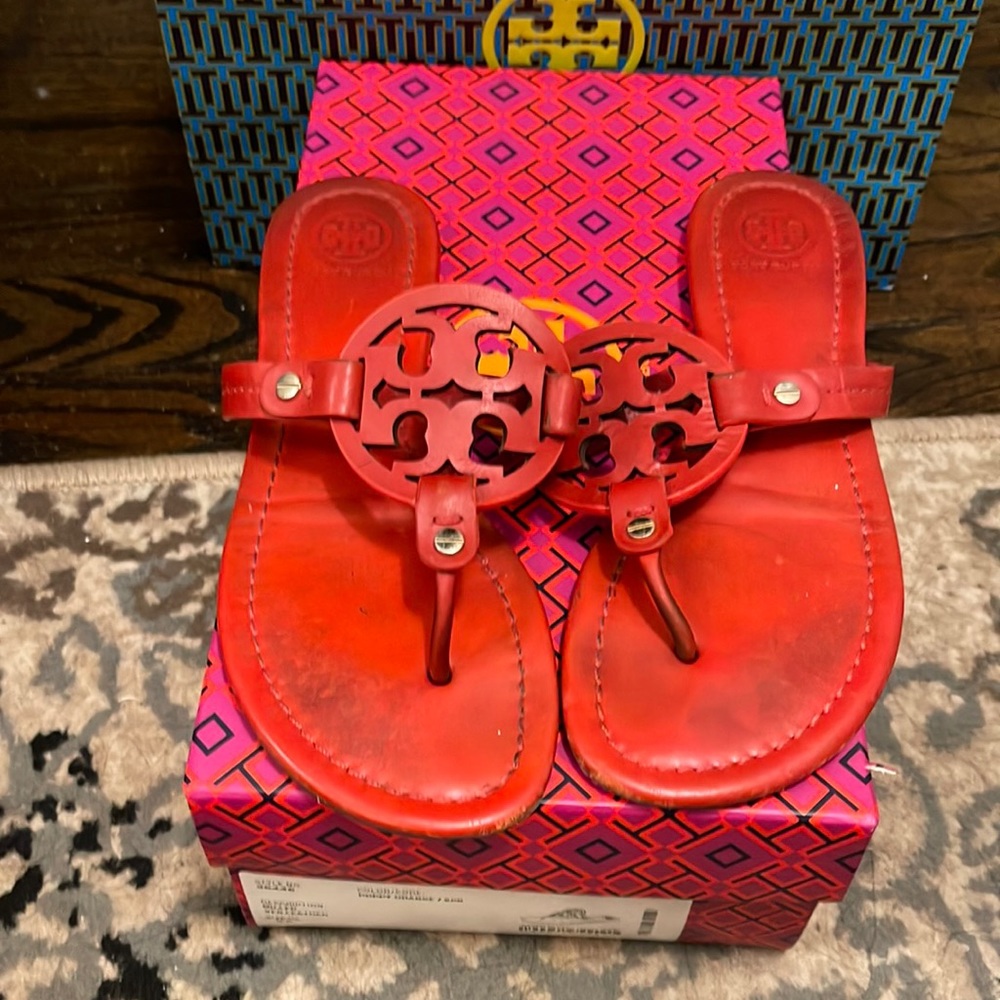 Pre-loved Tory Burch Miller Poppy Orange Sandal